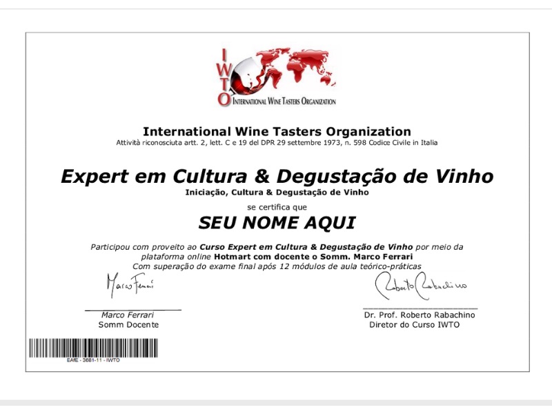 Curso de Iniciacao ao Vinho - Cultura ed Degustacao